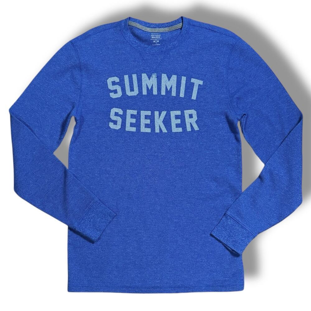 Old Navy Waffle Shirt Mens Blue Graphic Print Summit Seeker Tee Sz M
